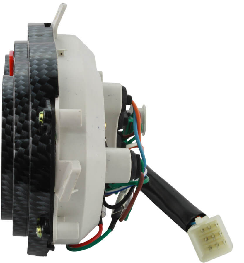 Roller Geschwindigkeitsmesser im carbon look Seitenansicht mit 9-pin Anschlusskabel